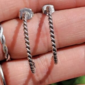 Vintage Southwestern 925 sterling silver twisted rope hoops